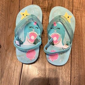 Narwhal flip flop sandals